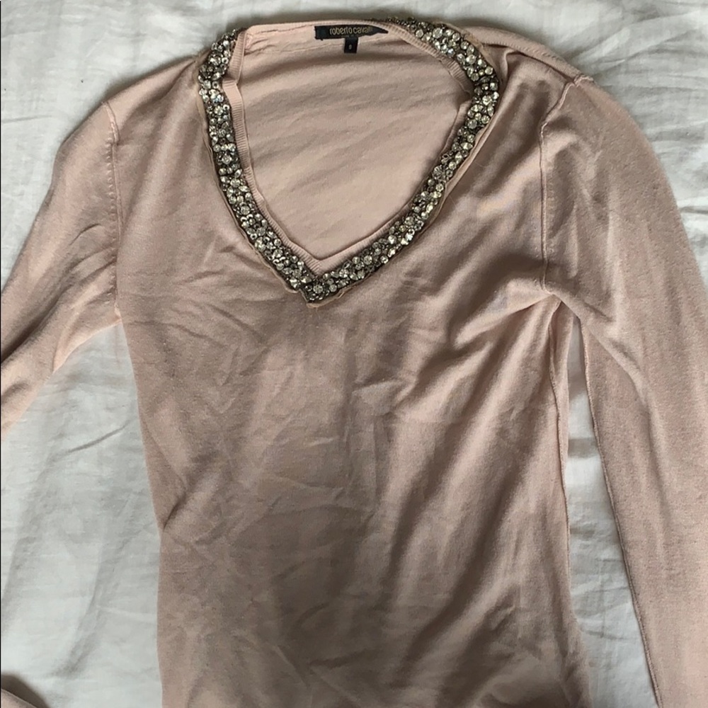 Roberto Cavalier long sleeve bedazzled sweater